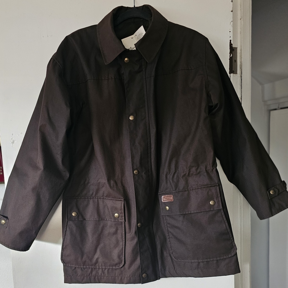 Dark Brown Mens Jacket with Zipper & Snap Details